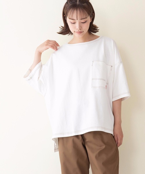 Dickies(ディッキーズ)の「【DICKIES/ディッキーズ】ミニ裏毛ワイドフィット(ビッグシルエット)Tシャツ ワンポイントブランドロゴ(Tシャツ/カットソー・レディース・グリーン/チャコールグレー/ホワイト・MEDIUM)」の8枚目の写真