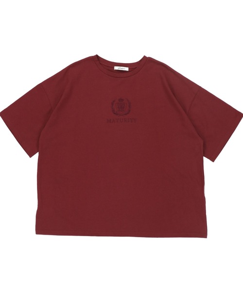 SPINNS（スピンズ）の「【ゆったりシルエット】古着風エンブレムデザイン 半袖Tシャツ（Tシャツ/カットソー・レディース・ブルー/グリーン/ベージュ/ボルドー・ONESIZE）」の14枚目の写真