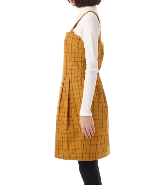 THE EMPORIUM（ジエンポリアム）の「チェック柄コクーンジャンパースカート（ワンピース・レディース・ブラック/イエロー/グリーン・38）」の4枚目の写真