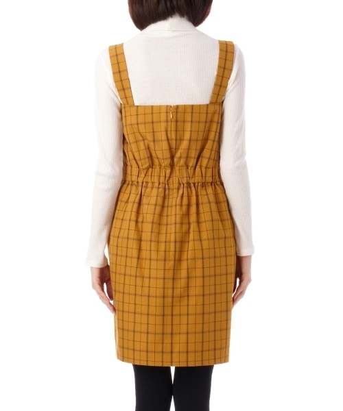 THE EMPORIUM（ジエンポリアム）の「チェック柄コクーンジャンパースカート（ワンピース・レディース・ブラック/イエロー/グリーン・38）」の6枚目の写真