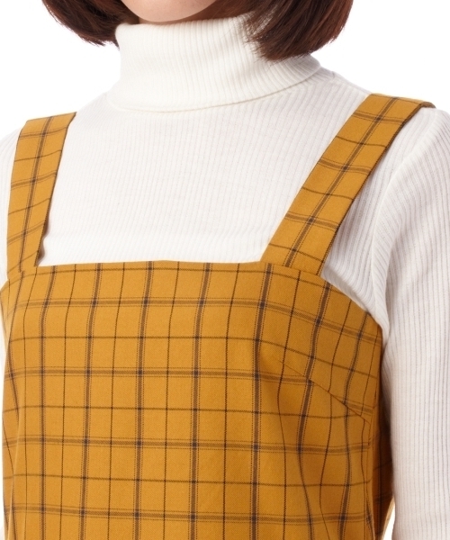 THE EMPORIUM（ジエンポリアム）の「チェック柄コクーンジャンパースカート（ワンピース・レディース・ブラック/イエロー/グリーン・38）」の7枚目の写真