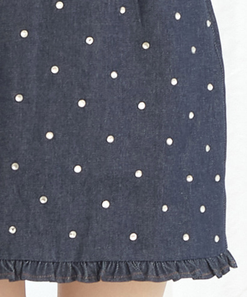 TITTY&CO.（ティティーアンドコー）の「デニムストーンミニスカート（デニムスカート・レディース・ブルー/インディゴブルー・SMALL/MEDIUM）」の10枚目の写真