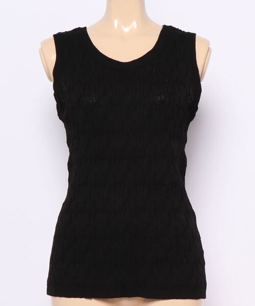 Lugnoncure(ルノンキュール)の「ニットタンクトップ(タンクトップ・レディース・ブラック/オフホワイト/ブラウン・フリ-)」の1枚目の写真