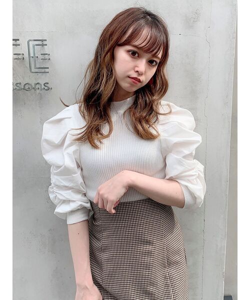 dazzlin（ダズリン）の「ハイネックギャザー異素材ニットトップス（ニット/セーター・レディース・ブラック/グレー/オフホワイト・FREE）」の6枚目の写真