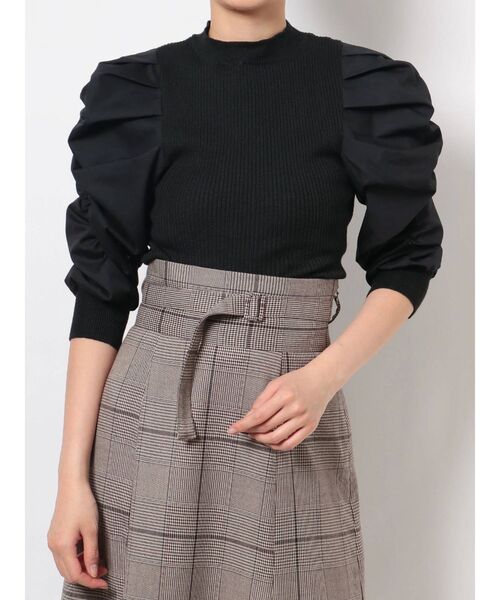 dazzlin（ダズリン）の「ハイネックギャザー異素材ニットトップス（ニット/セーター・レディース・ブラック/グレー/オフホワイト・FREE）」の8枚目の写真