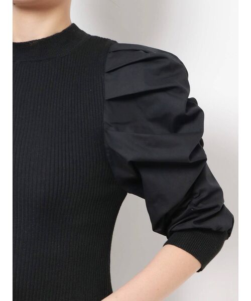 dazzlin（ダズリン）の「ハイネックギャザー異素材ニットトップス（ニット/セーター・レディース・ブラック/グレー/オフホワイト・FREE）」の7枚目の写真