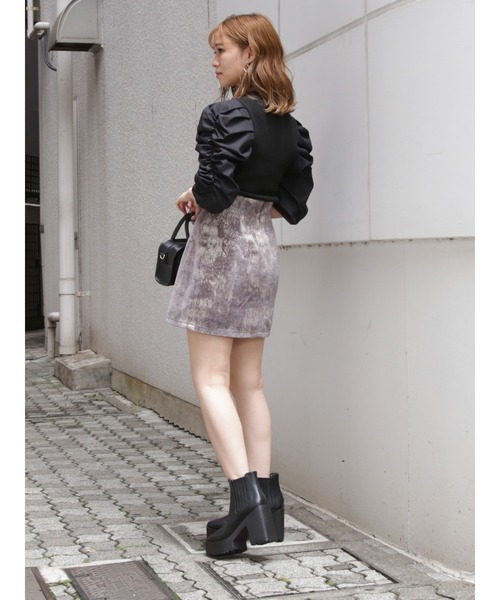 dazzlin（ダズリン）の「ハイネックギャザー異素材ニットトップス（ニット/セーター・レディース・ブラック/グレー/オフホワイト・FREE）」の16枚目の写真