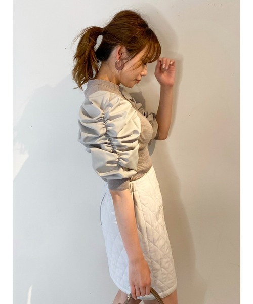 dazzlin（ダズリン）の「ハイネックギャザー異素材ニットトップス（ニット/セーター・レディース・ブラック/グレー/オフホワイト・FREE）」の17枚目の写真