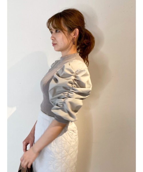 dazzlin（ダズリン）の「ハイネックギャザー異素材ニットトップス（ニット/セーター・レディース・ブラック/グレー/オフホワイト・FREE）」の18枚目の写真