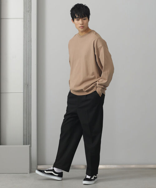 BEAMS HEART（ビームスハート）の「BEAMS HEART / リブ付 ビッグシルエット ロングスリーブTシャツ（Tシャツ/カットソー・メンズ・ベージュ/ブラウン・LARGE/MEDIUM/SMALL）」の3枚目の写真