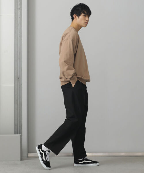 BEAMS HEART（ビームスハート）の「BEAMS HEART / リブ付 ビッグシルエット ロングスリーブTシャツ（Tシャツ/カットソー・メンズ・ベージュ/ブラウン・LARGE/MEDIUM/SMALL）」の4枚目の写真