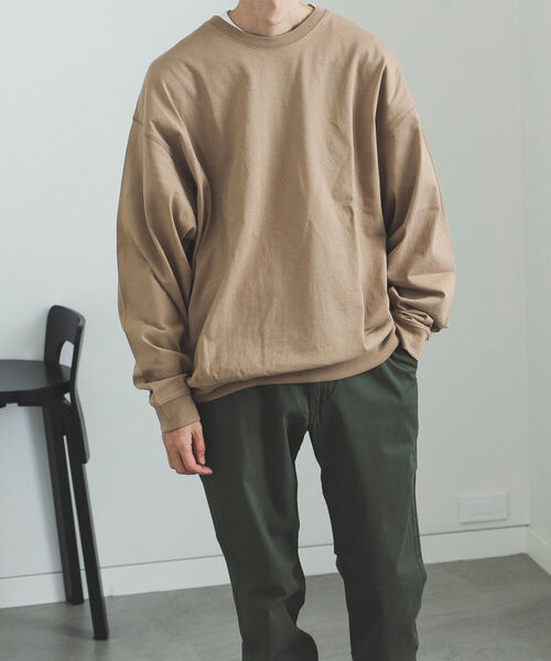 BEAMS HEART（ビームスハート）の「BEAMS HEART / リブ付 ビッグシルエット ロングスリーブTシャツ（Tシャツ/カットソー・メンズ・ベージュ/ブラウン・LARGE/MEDIUM/SMALL）」の5枚目の写真