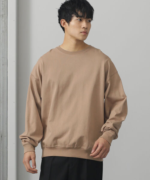 BEAMS HEART（ビームスハート）の「BEAMS HEART / リブ付 ビッグシルエット ロングスリーブTシャツ（Tシャツ/カットソー・メンズ・ベージュ/ブラウン・LARGE/MEDIUM/SMALL）」の6枚目の写真