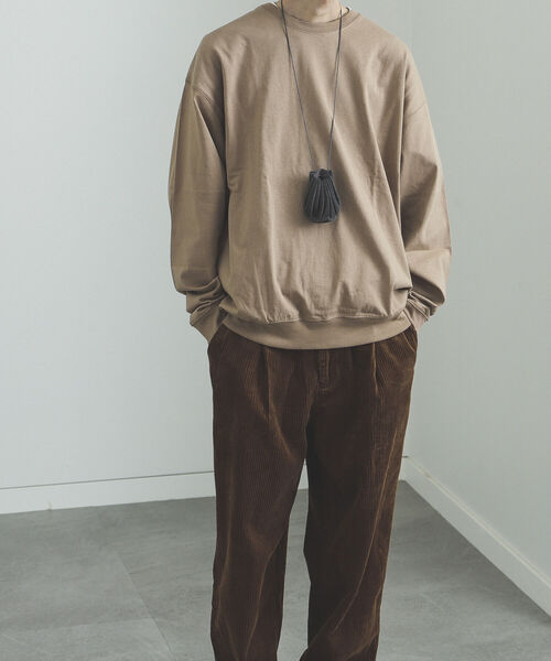 BEAMS HEART（ビームスハート）の「BEAMS HEART / リブ付 ビッグシルエット ロングスリーブTシャツ（Tシャツ/カットソー・メンズ・ベージュ/ブラウン・LARGE/MEDIUM/SMALL）」の8枚目の写真