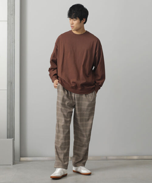 BEAMS HEART（ビームスハート）の「BEAMS HEART / リブ付 ビッグシルエット ロングスリーブTシャツ（Tシャツ/カットソー・メンズ・ベージュ/ブラウン・LARGE/MEDIUM/SMALL）」の10枚目の写真