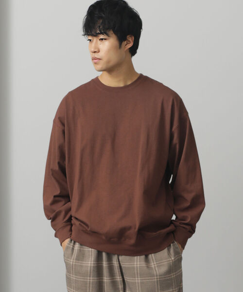BEAMS HEART（ビームスハート）の「BEAMS HEART / リブ付 ビッグシルエット ロングスリーブTシャツ（Tシャツ/カットソー・メンズ・ベージュ/ブラウン・LARGE/MEDIUM/SMALL）」の12枚目の写真