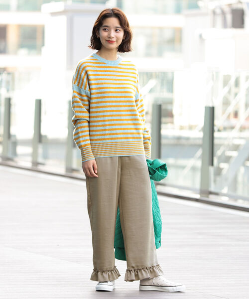 BEAMS BOY（ビームスボーイ）の「BEAMS BOY / サテン フリル イージーパンツ（その他パンツ・レディース・ネイビー/ブラウン系その他/ブルー系その他・ONE SIZE）」の11枚目の写真