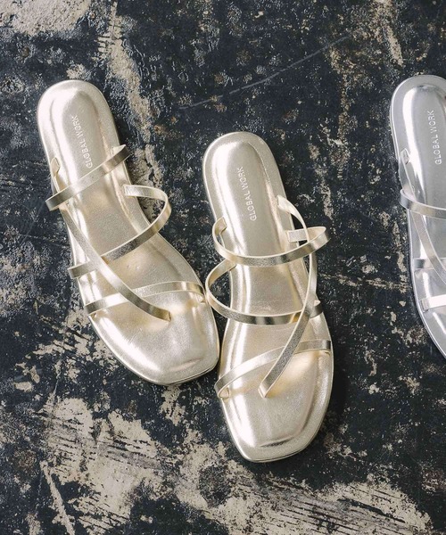 GLOBAL WORK(グローバルワーク)の「PUナローサンダル/948863(サンダル・レディース・ライトグレー/ゴールド/ブラック/ベージュ・MEDIUM/LARGE)」の4枚目の写真