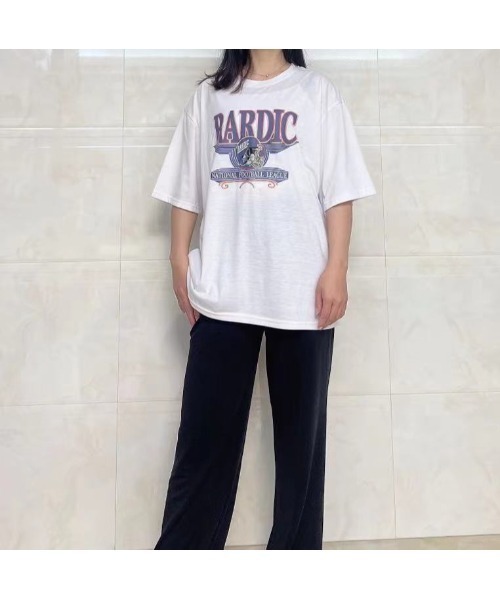 DEVICE（デバイス）の「アメリカン ヴィンテージライク y2k 古着風 韓国 ストリート ビッグシルエット プリント 半袖 Tシャツ（Tシャツ/カットソー・レディース・ブラック/ブルー/ホワイト/グリーン/チャコールグレー・FREE）」の8枚目の写真