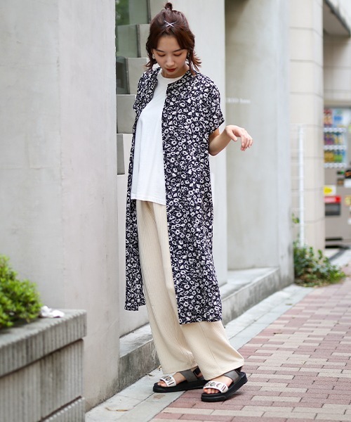 チチカカ（チチカカ）の「ノーカラーシャツワンピース（シャツワンピース・レディース・オフホワイト/ブラック/グリーン・FREE）」の6枚目の写真