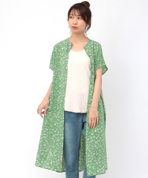 チチカカ（チチカカ）の「ノーカラーシャツワンピース（シャツワンピース・レディース・オフホワイト/ブラック/グリーン・FREE）」の12枚目の写真