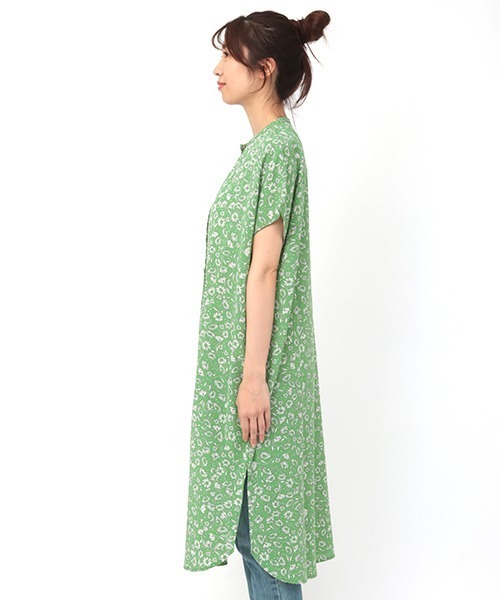 チチカカ（チチカカ）の「ノーカラーシャツワンピース（シャツワンピース・レディース・オフホワイト/ブラック/グリーン・FREE）」の13枚目の写真