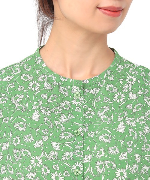 チチカカ（チチカカ）の「ノーカラーシャツワンピース（シャツワンピース・レディース・オフホワイト/ブラック/グリーン・FREE）」の15枚目の写真