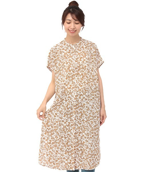 チチカカ（チチカカ）の「ノーカラーシャツワンピース（シャツワンピース・レディース・オフホワイト/ブラック/グリーン・FREE）」の9枚目の写真