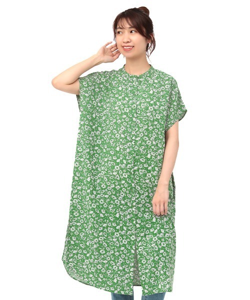 チチカカ（チチカカ）の「ノーカラーシャツワンピース（シャツワンピース・レディース・オフホワイト/ブラック/グリーン・FREE）」の11枚目の写真