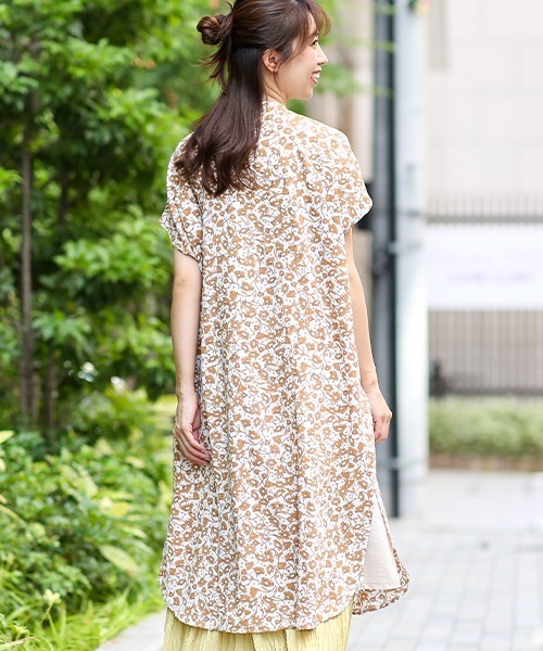 チチカカ（チチカカ）の「ノーカラーシャツワンピース（シャツワンピース・レディース・オフホワイト/ブラック/グリーン・FREE）」の5枚目の写真