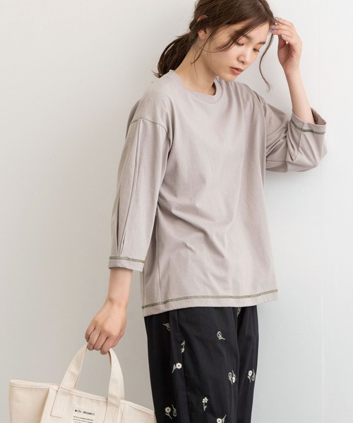 POU DOU DOU（プードゥドゥ）の「タックスリーブカットソー（Tシャツ/カットソー・レディース・ライトグレー/ブラック/アイボリー・3）」の3枚目の写真