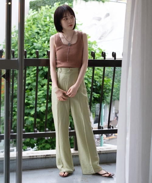 Kastane（カスタネ）の「プレーンリブニットタンク（タンクトップ・レディース・グリーン/アイボリー/モカ・FREE）」の8枚目の写真