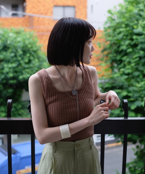 Kastane（カスタネ）の「プレーンリブニットタンク（タンクトップ・レディース・グリーン/アイボリー/モカ・FREE）」の10枚目の写真