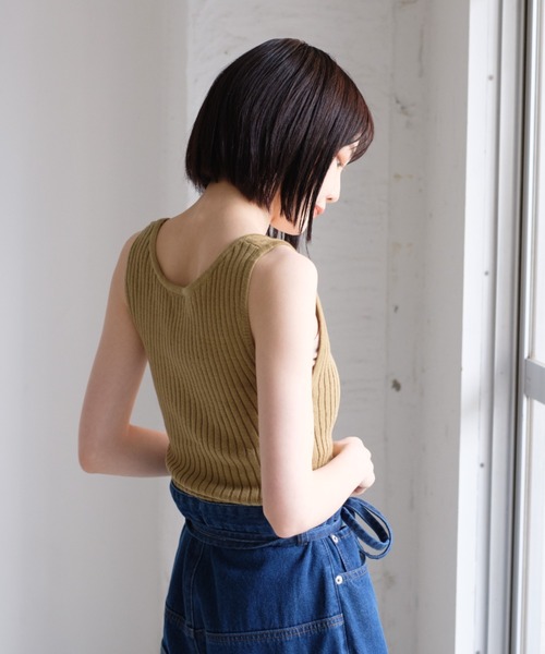 Kastane（カスタネ）の「プレーンリブニットタンク（タンクトップ・レディース・グリーン/アイボリー/モカ・FREE）」の12枚目の写真