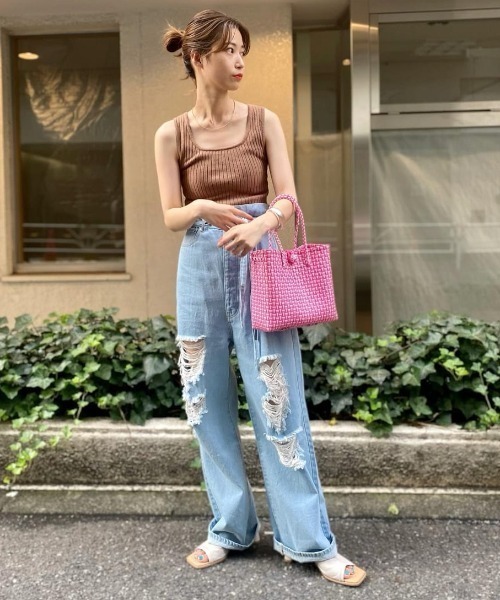 Kastane（カスタネ）の「プレーンリブニットタンク（タンクトップ・レディース・グリーン/アイボリー/モカ・FREE）」の22枚目の写真