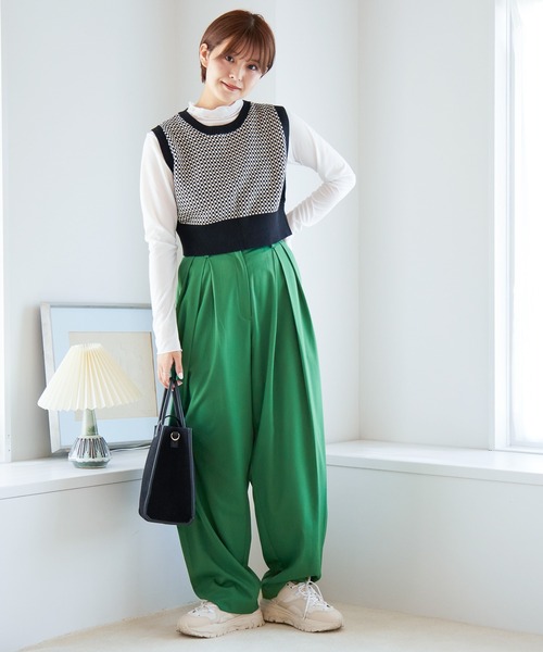 Heather（ヘザー）の「タックワイドスラックス 218778（スラックス・レディース・ベージュ/チャコールグレー/グリーン・S/M）」の22枚目の写真