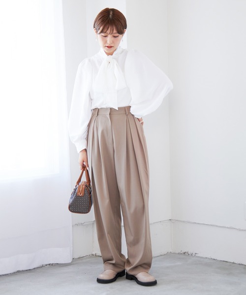 Heather（ヘザー）の「タックワイドスラックス 218778（スラックス・レディース・ベージュ/チャコールグレー/グリーン・S/M）」の19枚目の写真