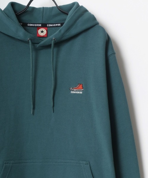 CONVERSE（コンバース）の「CONVERSE/コンバース ワンポイント シューズ ロゴ 刺繍 スウェット パーカー（パーカー・メンズ・オフホワイト/ブラック/ダークベージュ/ダークブラウン/ブルーグリーン/ベージュ系その他/ピンク系その他/グリーン系その他・M/L/LL）」の7枚目の写真