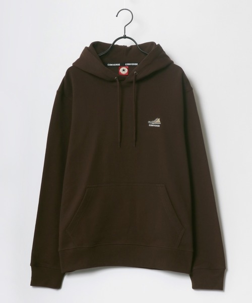 CONVERSE（コンバース）の「CONVERSE/コンバース ワンポイント シューズ ロゴ 刺繍 スウェット パーカー（パーカー・メンズ・オフホワイト/ブラック/ダークベージュ/ダークブラウン/ブルーグリーン/ベージュ系その他/ピンク系その他/グリーン系その他・M/L/LL）」の11枚目の写真