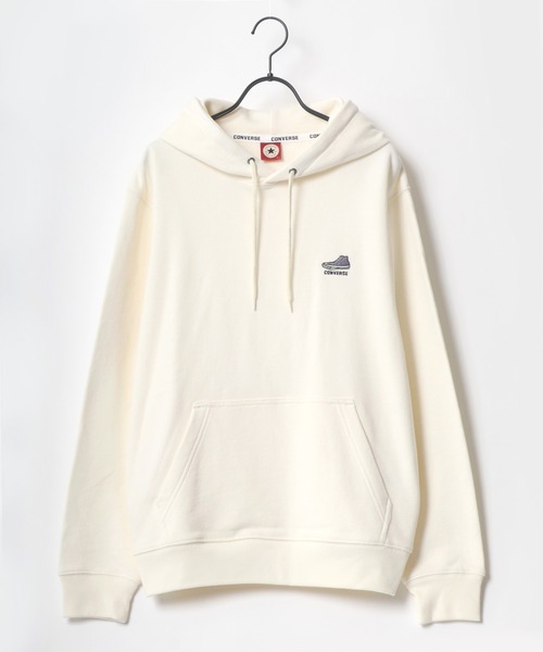 CONVERSE（コンバース）の「CONVERSE/コンバース ワンポイント シューズ ロゴ 刺繍 スウェット パーカー（パーカー・メンズ・オフホワイト/ブラック/ダークベージュ/ダークブラウン/ブルーグリーン/ベージュ系その他/ピンク系その他/グリーン系その他・M/L/LL）」の9枚目の写真