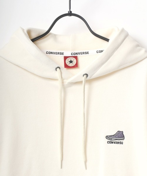 CONVERSE（コンバース）の「CONVERSE/コンバース ワンポイント シューズ ロゴ 刺繍 スウェット パーカー（パーカー・メンズ・オフホワイト/ブラック/ダークベージュ/ダークブラウン/ブルーグリーン/ベージュ系その他/ピンク系その他/グリーン系その他・M/L/LL）」の18枚目の写真