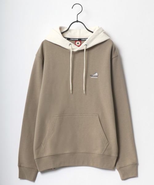 CONVERSE（コンバース）の「CONVERSE/コンバース ワンポイント シューズ ロゴ 刺繍 スウェット パーカー（パーカー・メンズ・オフホワイト/ブラック/ダークベージュ/ダークブラウン/ブルーグリーン/ベージュ系その他/ピンク系その他/グリーン系その他・M/L/LL）」の12枚目の写真