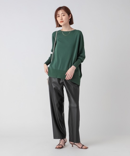 RIVE DROITE（リヴドロワ）の「シルエットで魅せる　ライト天竺スリットワイドニット（ニット/セーター・レディース・グリーン/ネイビー/モカ・FREE）」の8枚目の写真