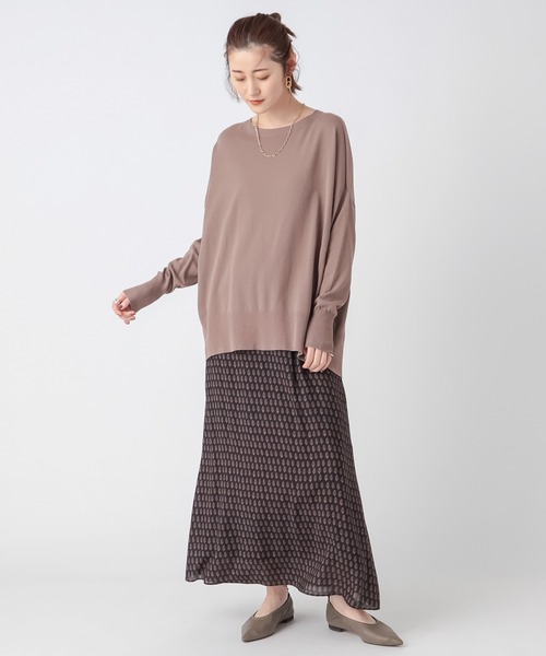 RIVE DROITE（リヴドロワ）の「シルエットで魅せる　ライト天竺スリットワイドニット（ニット/セーター・レディース・グリーン/ネイビー/モカ・FREE）」の17枚目の写真