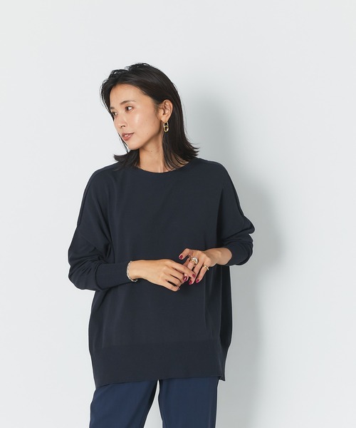 RIVE DROITE（リヴドロワ）の「シルエットで魅せる　ライト天竺スリットワイドニット（ニット/セーター・レディース・グリーン/ネイビー/モカ・FREE）」の20枚目の写真