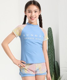 TeddyShop（テディショップ）の「【UVカット率 99.9%以上】キッズ水着 カラフルメッシュ半袖ラッシュガード+ショートパンツ  上下2点セット（水着・キッズ）」