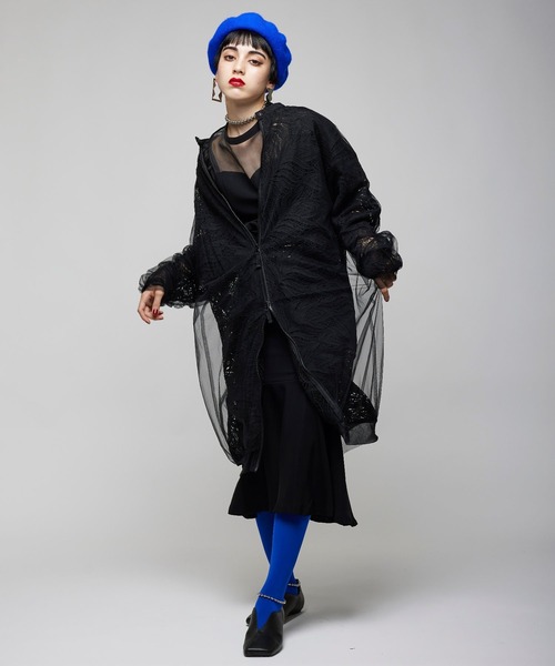 Narcissus(ナルシス)の「【SINN】Narcissusオリジナル レースチュールジャケット(テーラードジャケット・レディース・ホワイト/ブラック/カーキ・FREE)」の2枚目の写真