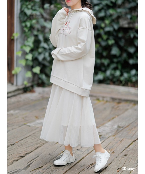 Disney（ディズニー）の「ﾃﾞｨｽﾞﾆｰｷｬﾗｸﾀｰ/ﾌﾘﾙﾊﾟｰｶｰ（パーカー・レディース・オフホワイト/ピンク/ライトベージュ・FREE）」の8枚目の写真