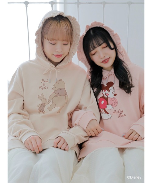 Disney（ディズニー）の「ﾃﾞｨｽﾞﾆｰｷｬﾗｸﾀｰ/ﾌﾘﾙﾊﾟｰｶｰ（パーカー・レディース・オフホワイト/ピンク/ライトベージュ・FREE）」の21枚目の写真