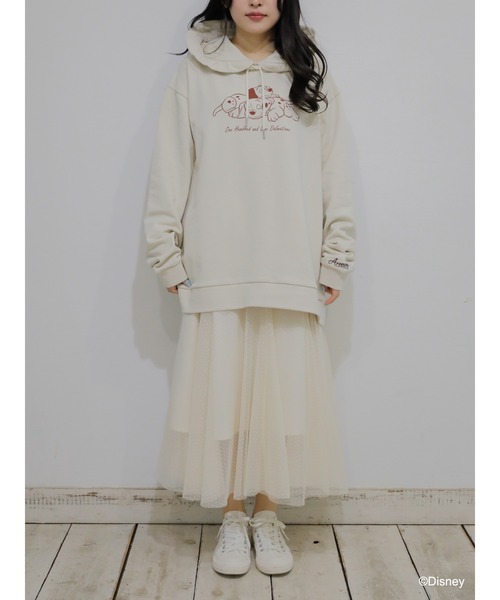 Disney（ディズニー）の「ﾃﾞｨｽﾞﾆｰｷｬﾗｸﾀｰ/ﾌﾘﾙﾊﾟｰｶｰ（パーカー・レディース・オフホワイト/ピンク/ライトベージュ・FREE）」の14枚目の写真